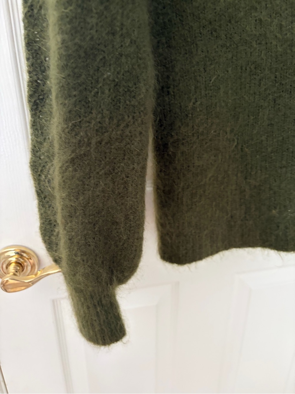Sézane Stacy Jumper Women's Olive Green Fuzzy boatneck knit Sweater XXS - Picture 8 of 8